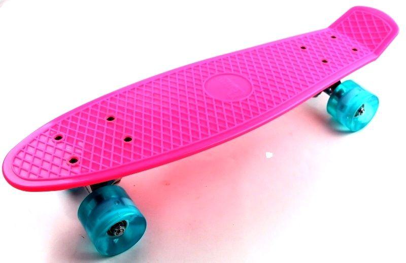 Скейт Пенні борд для дівчаток рожевий світяться колеса бірюзові