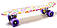 Дитячий скейтборд Пенні Penny Board 22 білий з яскравими квітами фіолетові колеса, фото 2