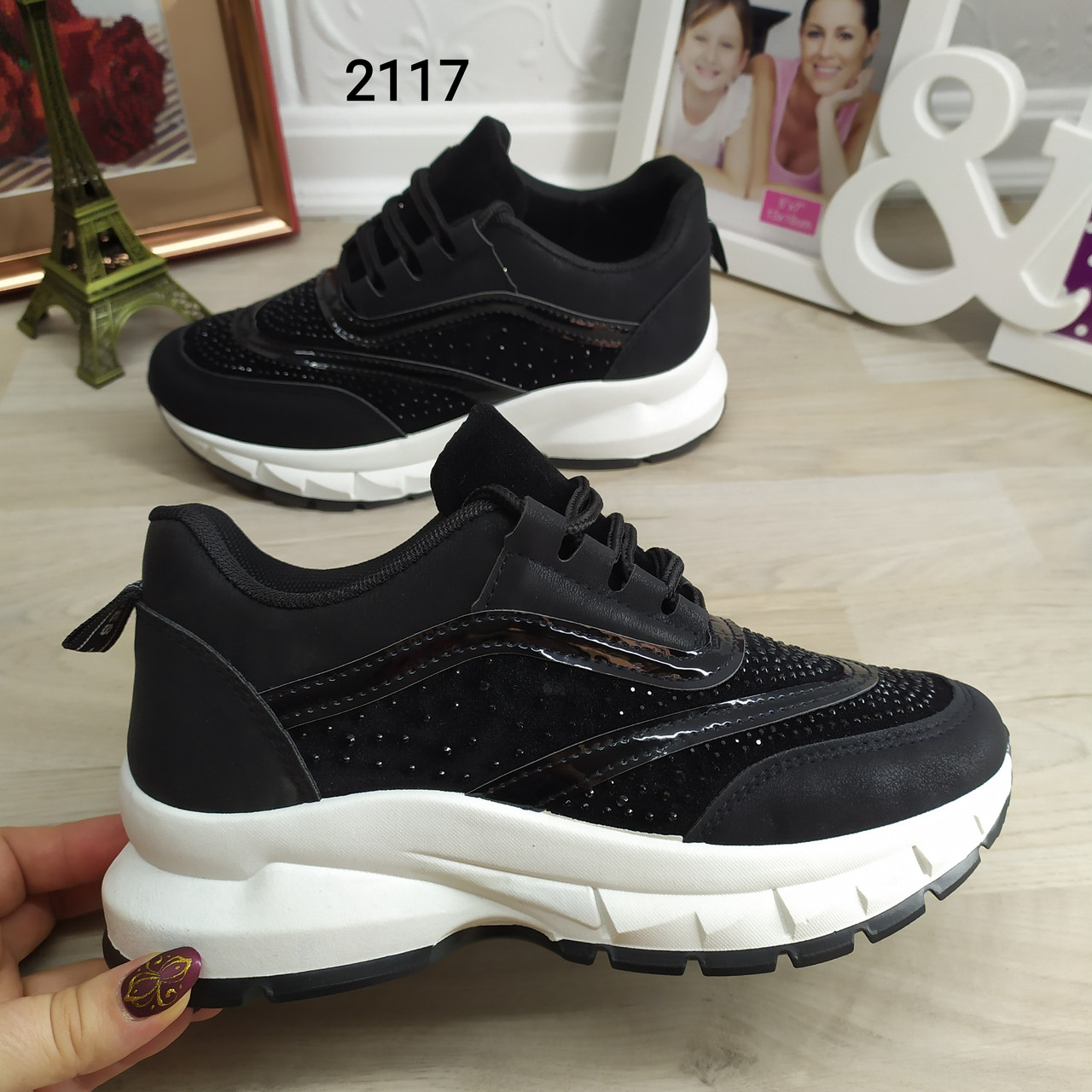

Женские кроссовки Fashion, черные, замша - нубук 36=22,8-23 см, Черный