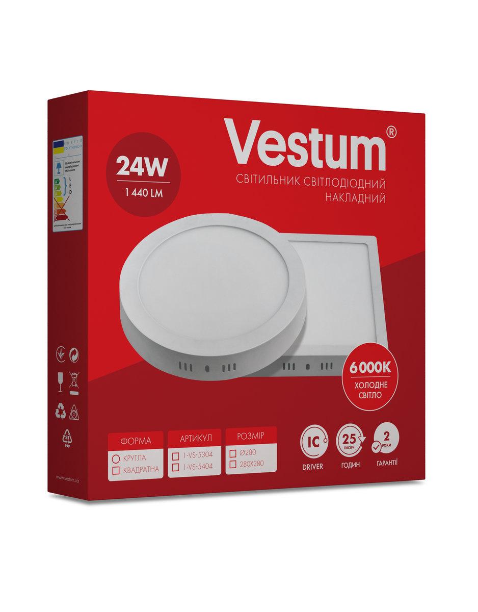 

Светильник LED накладной квадратный Vestum 24W 6000K 220V