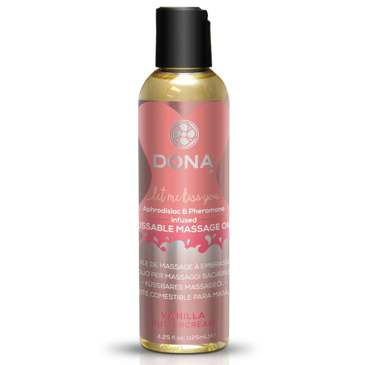 

Массажное масло DONA Kissable Massage Oil Vanilla Buttercream (110 мл) можно для оральных ласк