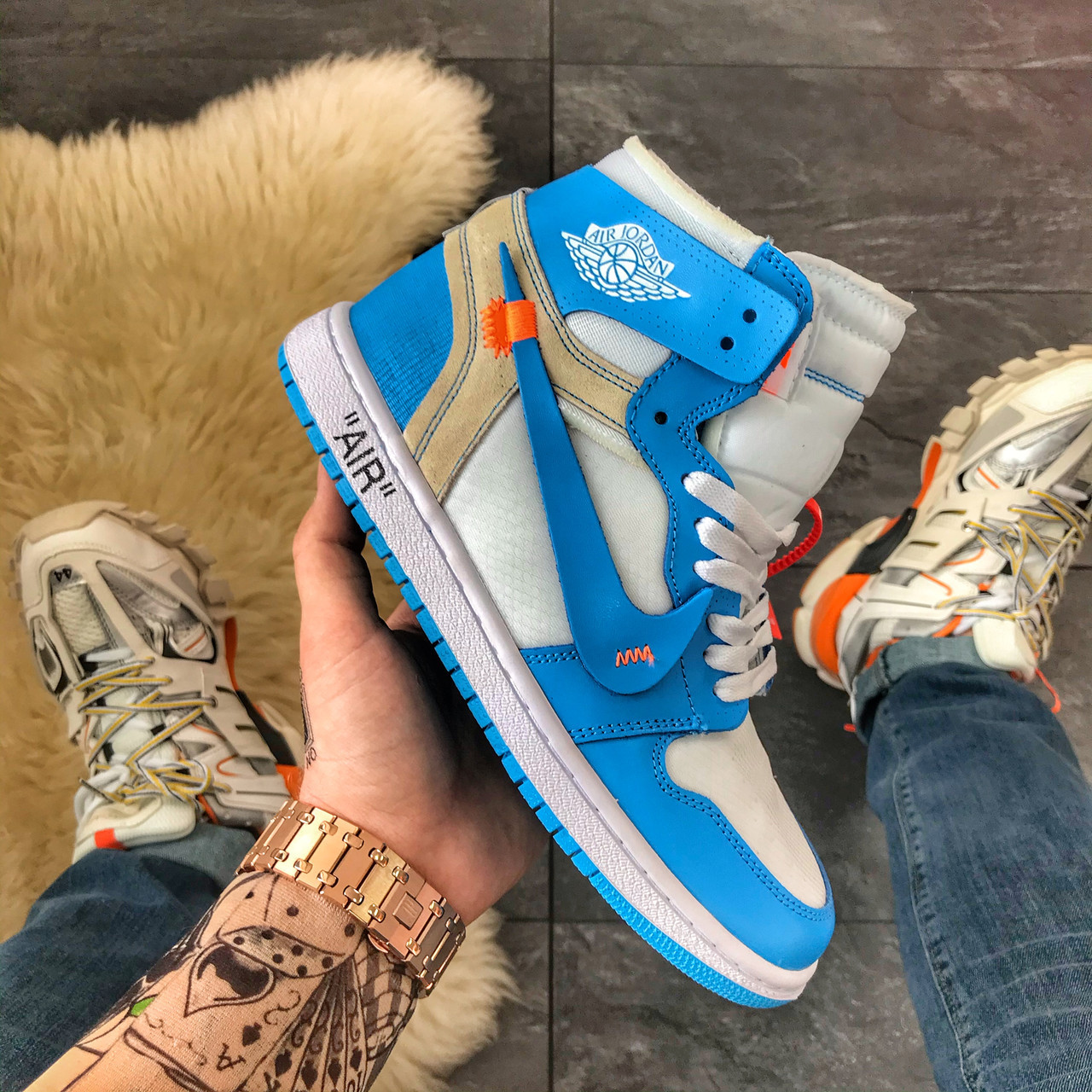 

Nike Air Jordan 1 Off-White Blue, Синий