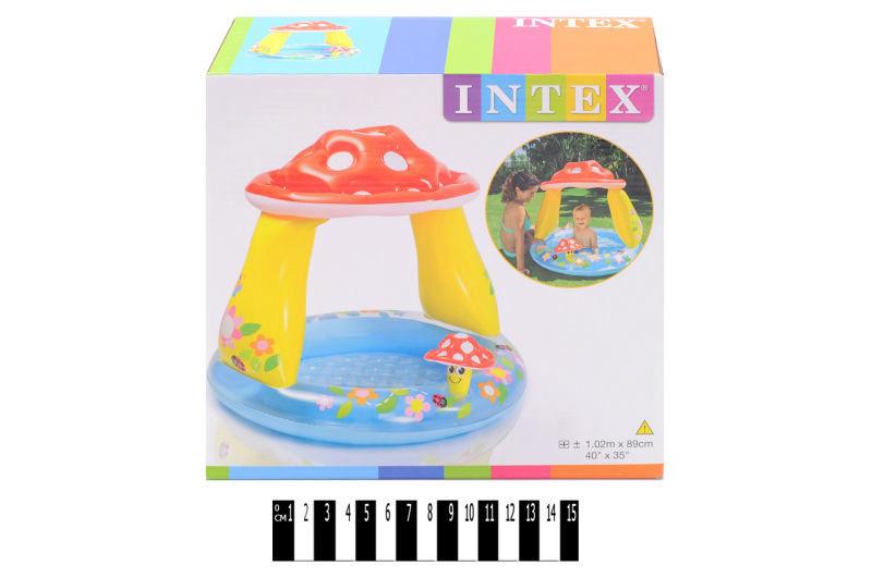 Надувной бассейн детский с навесом Intex 57114 грибочек