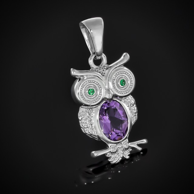 

Кулон Сова 608 Аметист Rhodium