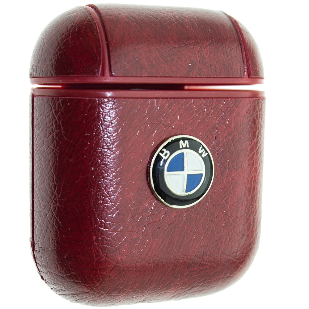 Кожаный чехол Aare BMW для наушников AirPods/AirPods 2 Бордовый (00007