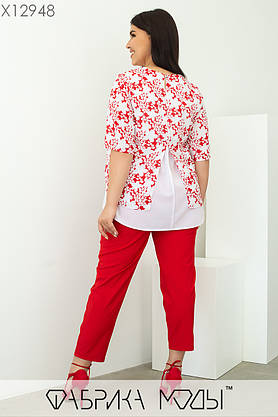 Стильний жіночий брючний костюм (2 кольори) НС/-116 - Червоний/білий, фото 3