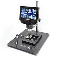 Цифровой микроскоп G600++ с монитором (экраном) 4.3" на железном штативе с держателем плат, 3.6 мегапикселя