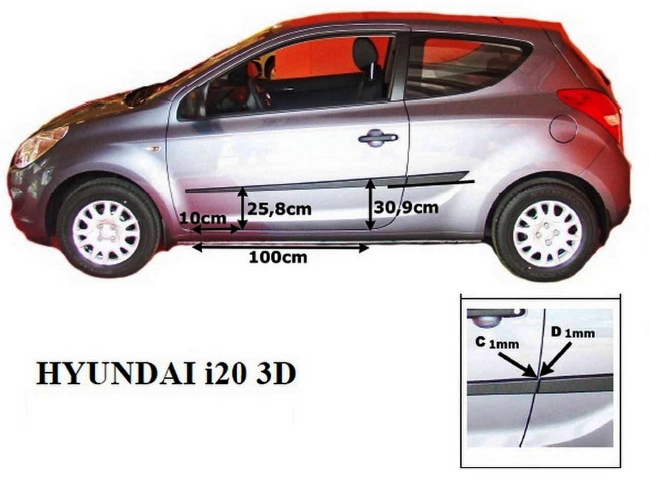 Молдинги на двері для Hyundai i20 Mk1 3Dr 2008-2014, фото 4