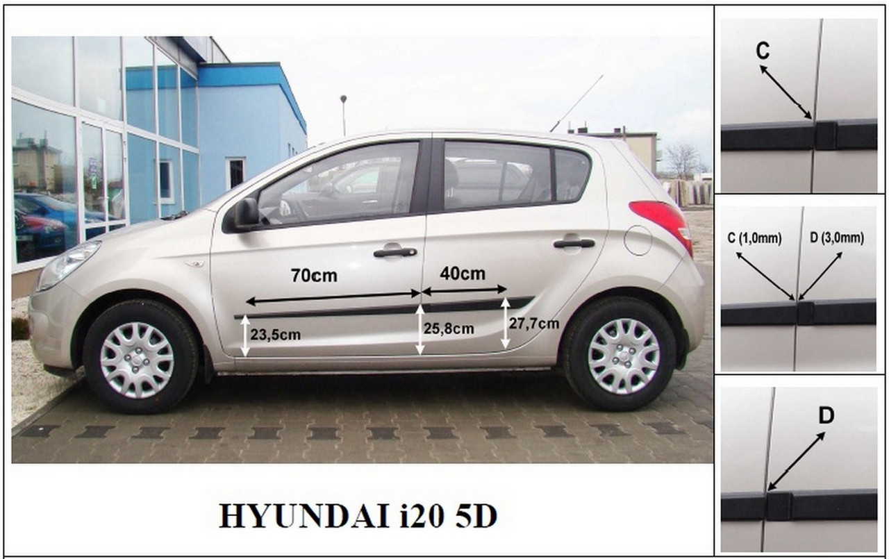 Молдинги на двері для Hyundai i20 Mk1 5Dr 2008-2014, фото 7
