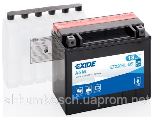 

Мото аккумулятор EXIDE 6СТ-18 AGM ETX20HL-BS