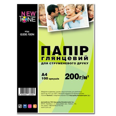 

Фотобумага NewTone глянцевая 200г/м кв, A4, 100л (G200.100N)