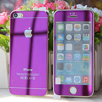 Захисне скло (2in1) для iPhone 5/5s Purple переднє + заднє