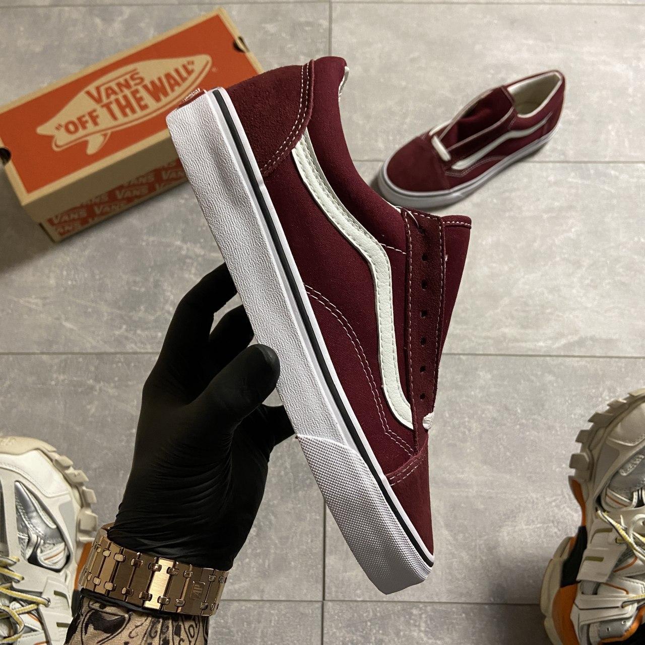 

Vans Old Skool Burgundy/White., Бордо