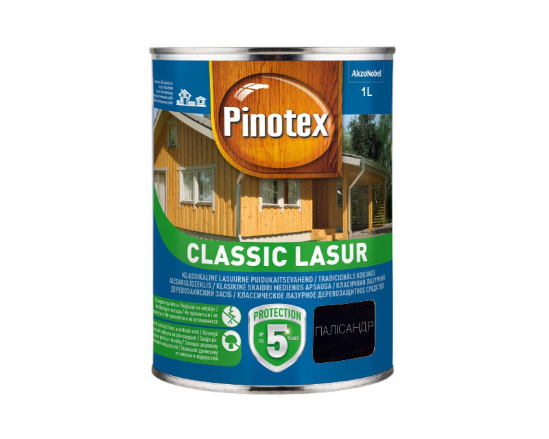 

Лазурь-лак антисептический PINOTEX CLASSIC LASUR для древесины матовый палисандр 1л