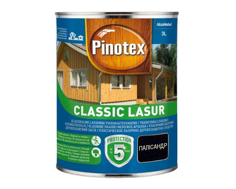 

Лазурь-лак антисептический PINOTEX CLASSIC LASUR для древесины палисандр 3л