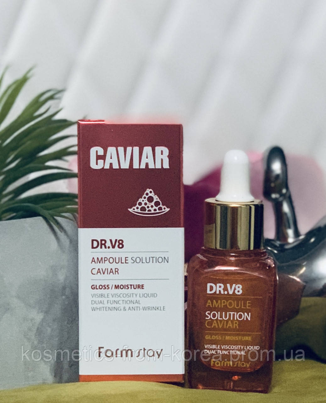 

Сыворотка для лица с черной икрой FARMSTAY DR-V8 AMPOULE SOLUTION CAVIAR - 30 мл