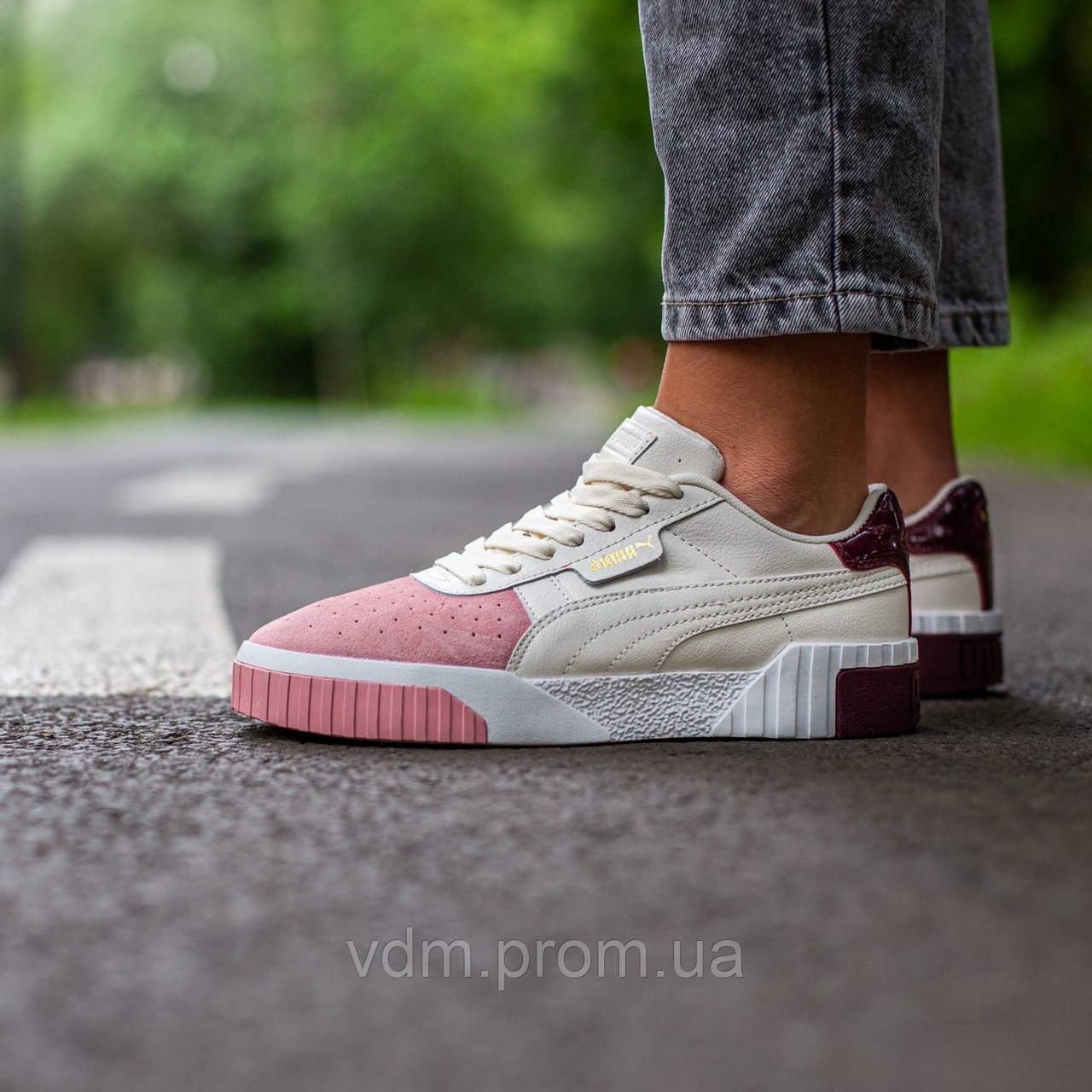 

Кроссовки женские Puma Cali Remix в стиле Пума Кели, натуральная кожа, код IN-475. Белые с розовым 40