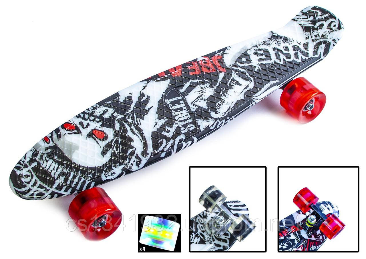 

Пенниборд, Penny Board "Street board" светящиеся колеса