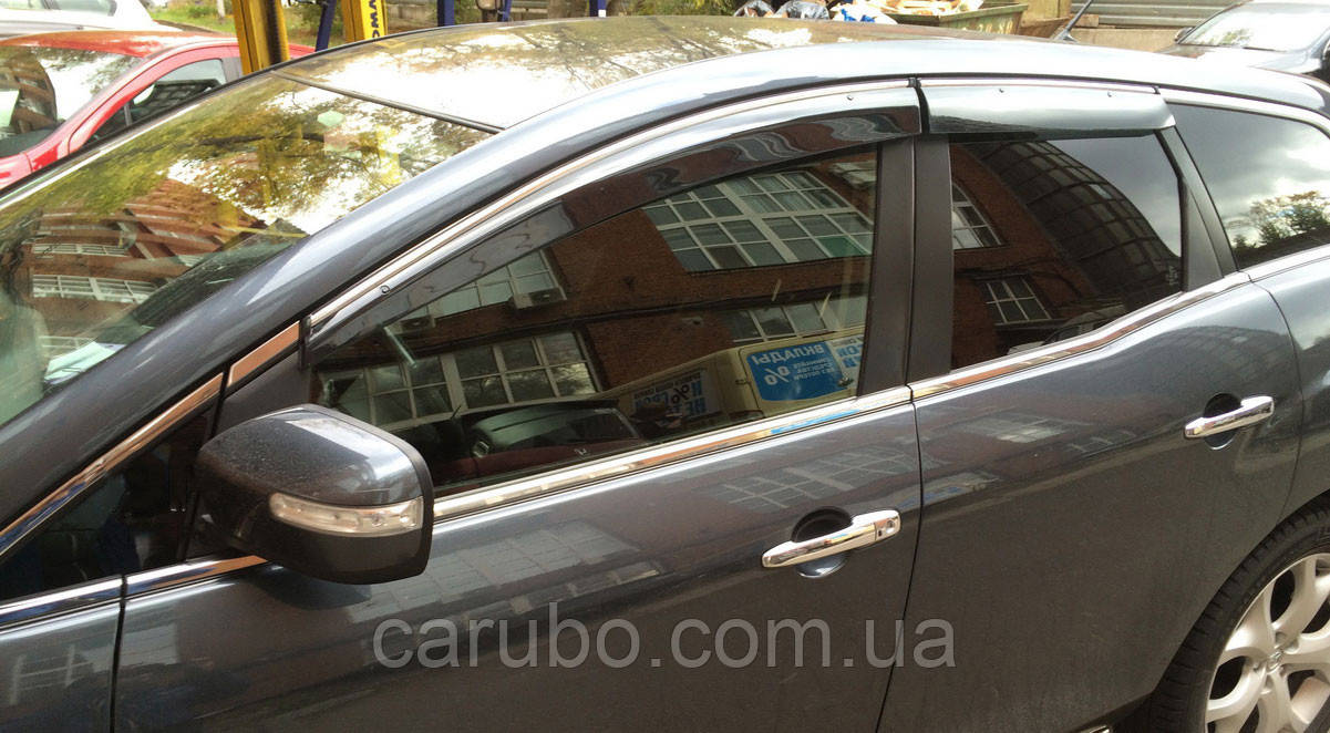 

Дефлекторы окон (ветровики) Mazda CX-7 2006- Хром молдинг