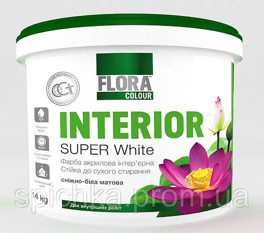

Краска интерьерная моющаяся для стен 14 кг ТМ"FLORA"