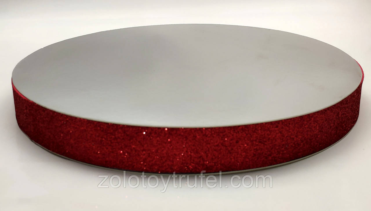 Посилена підкладка Ф 30 h-3 см "Кругла золото-срібло з червоним глітером"