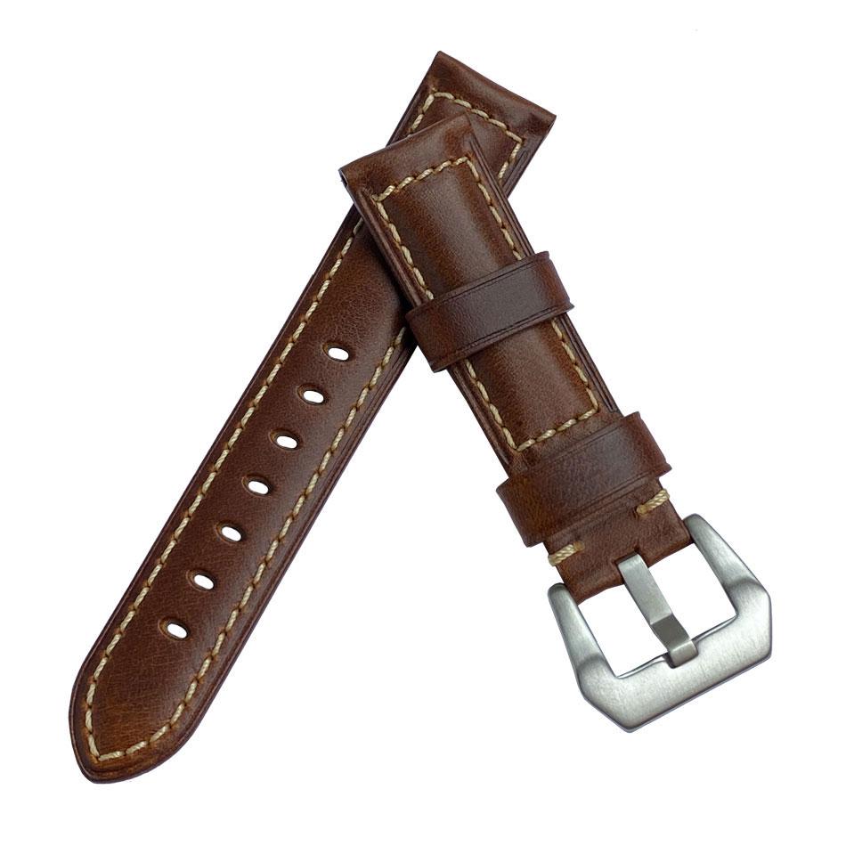 

Кожаный ремешок Primolux F001 Steel buckle для часов Garmin Vivoactive 3 / Vivomove HR - Brown