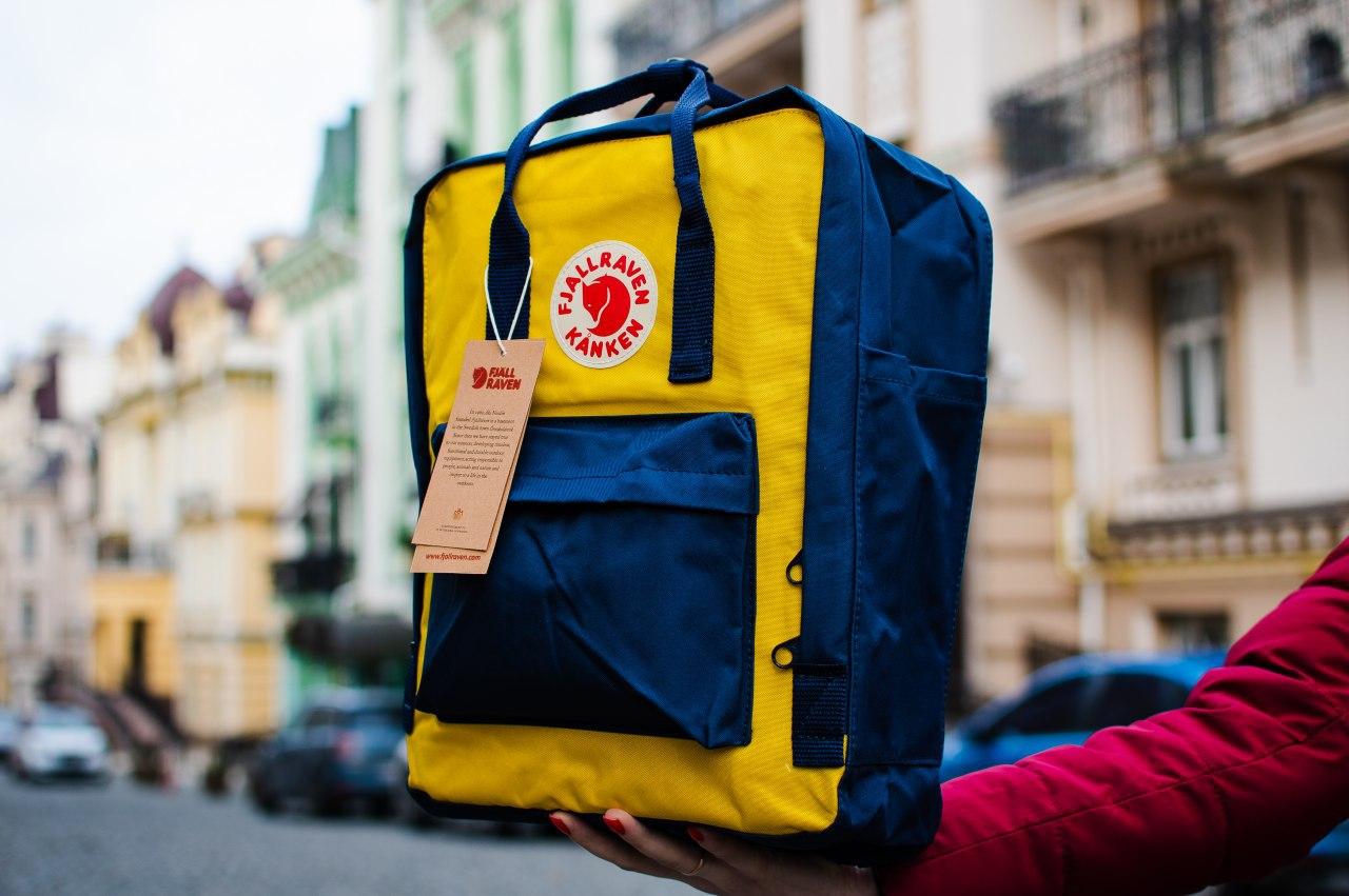 

Рюкзак Fjallraven Kanken Classic (Original) Желтый (Синие вставки, Голубой