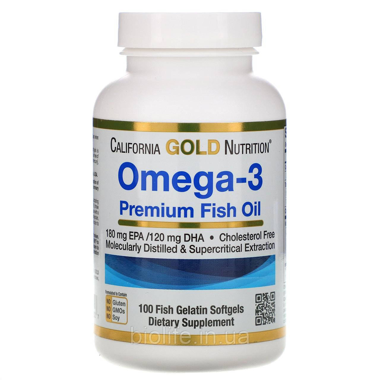 

California Gold Nutrition, Омега-3, рыбий жир премиального качества, 100 рыбно- шт., официальный сайт,