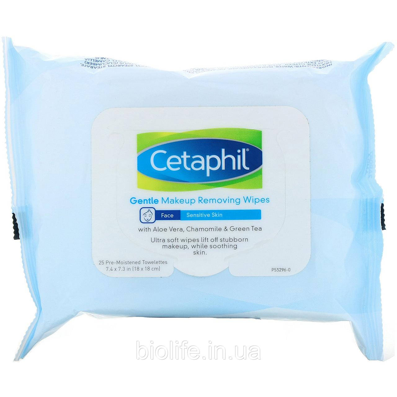 

Cetaphil, Салфетки для деликатного снятия макияжа, 25 влажных салфеток