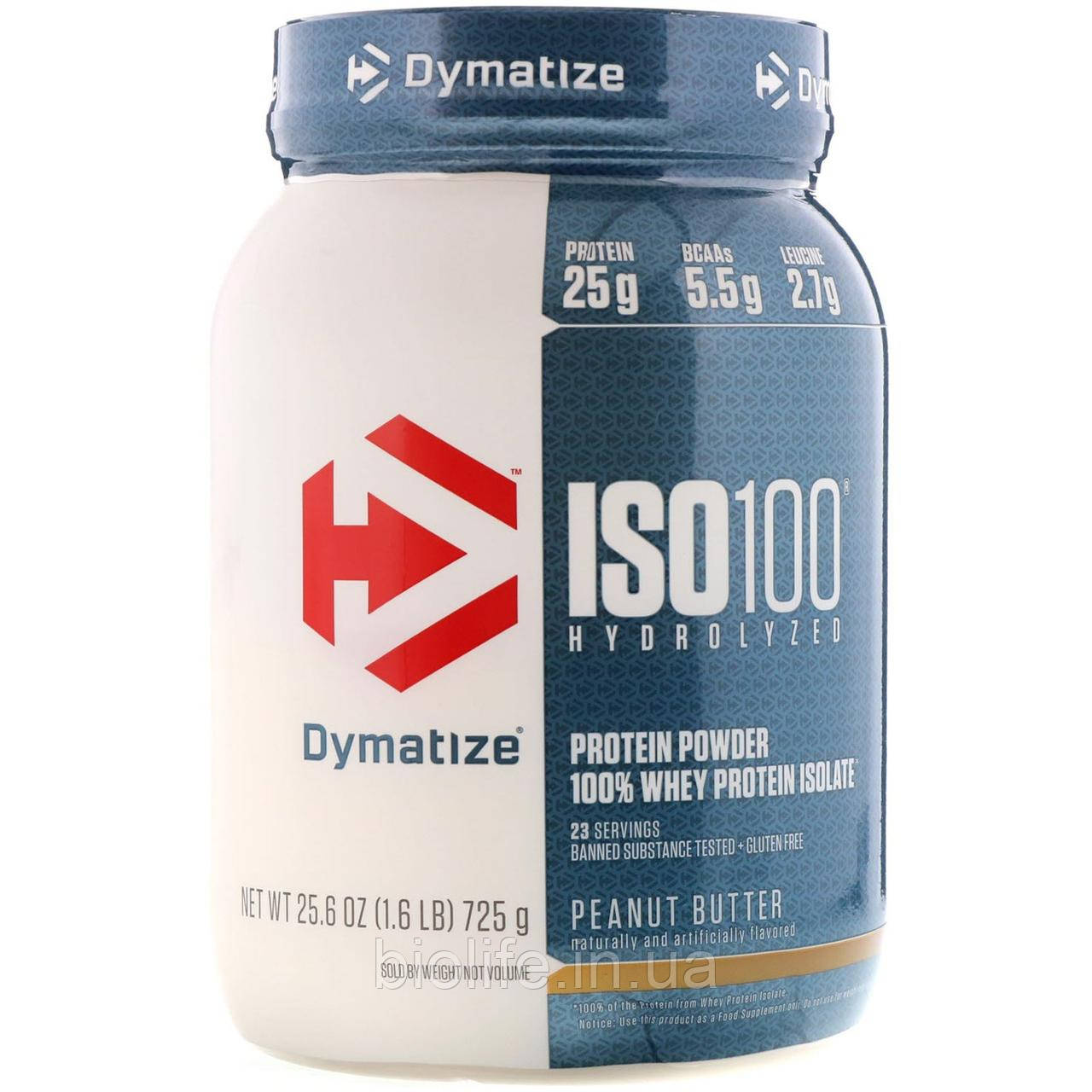 

Dymatize Nutrition, ISO 100 Hydrolyzed, 100% изолят сывороточного протеина, арахисовое масло, 25,6 унций (725 г