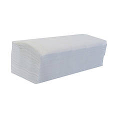 Полотенце бумажное V-сложения для санузлов в диспенсер белое листовое 2х слойное 150 шт.