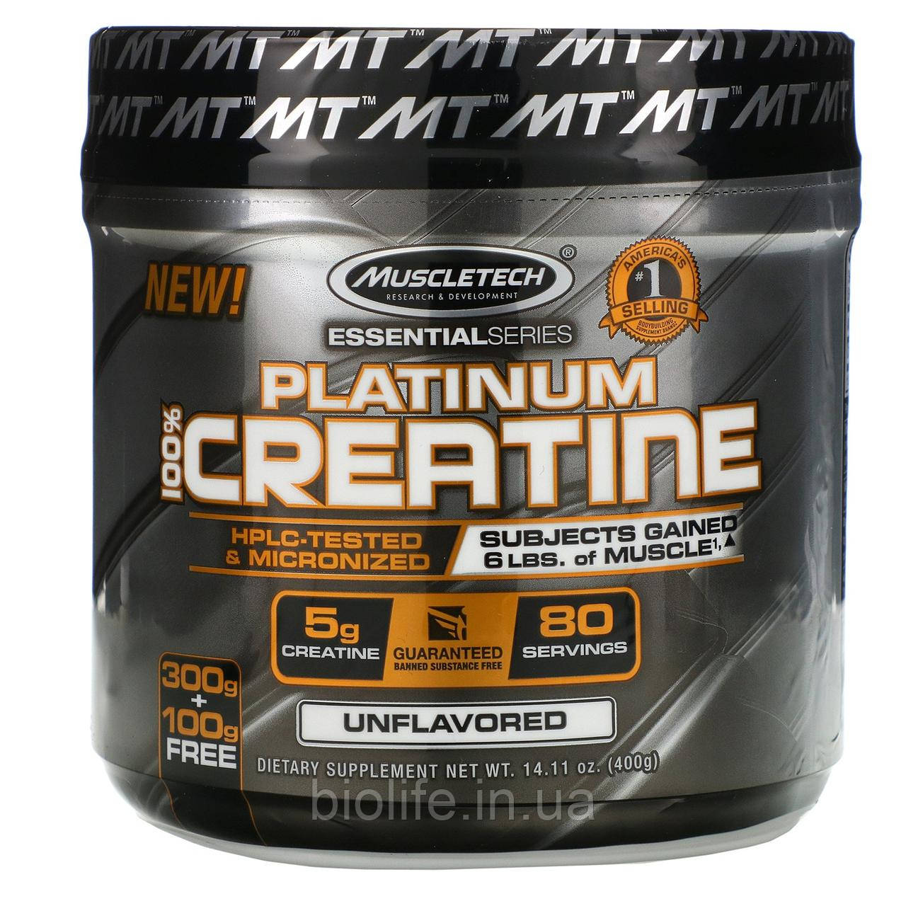 

Muscletech, Essential Series, 100%, креатин Platinum, без ароматизаторов, 400 г (14,11 унции