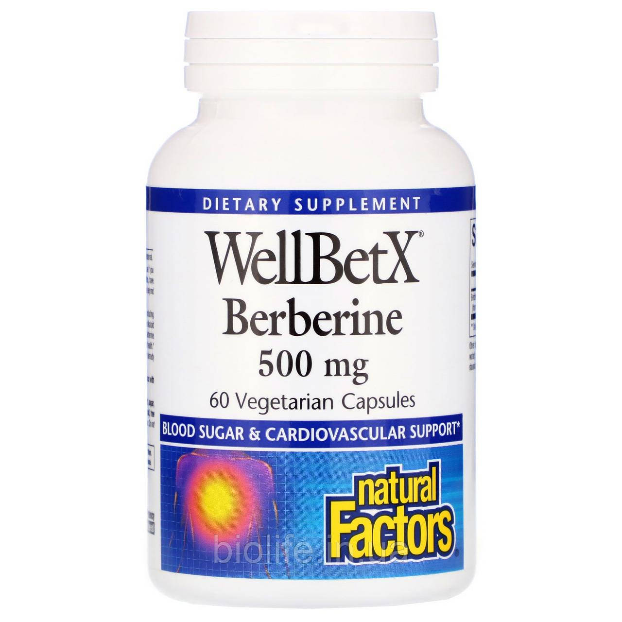 

Natural Factors, WellBetX, берберин, 500 мг, 60 шт., официальный сайт, NFS-03544