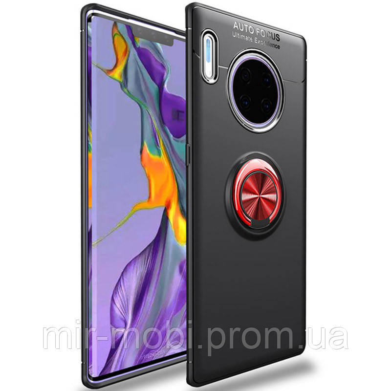 

TPU чехол Deen ColorRing под магнитный держатель для Huawei Mate 30 Pro, Черный / красный