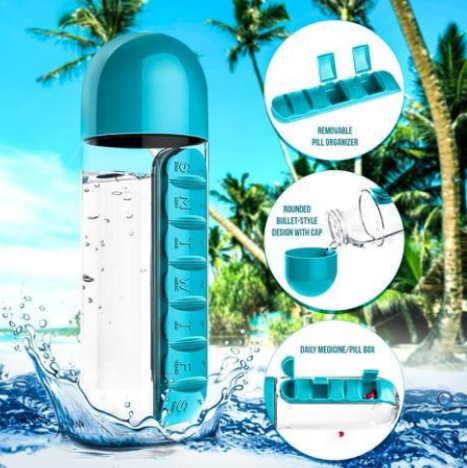 

Оригинал! Бутылка для воды Pill Vitamin Water Bottle Blue 22х8 см, Пластик, 600 мл, Полезный подарок