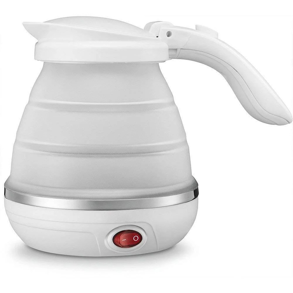 

Силиконовый складной электрочайник, Folding Kettle WDL-09B, белый, чайник дорожный, туристический | ％