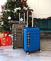 Большой пластиковый чемодан из полипропилена синий, фото 3