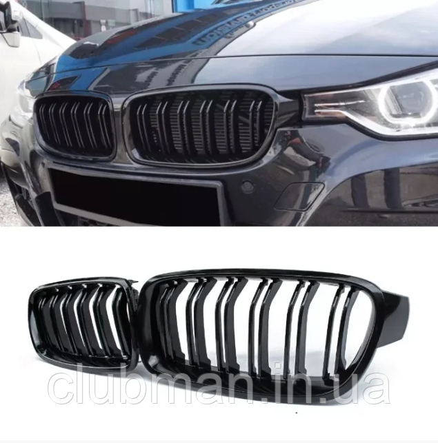 

Решетка радиатора BMW (БМВ) 3 series F30 F31 F35 M3 Глянец 2 ребра, Черный