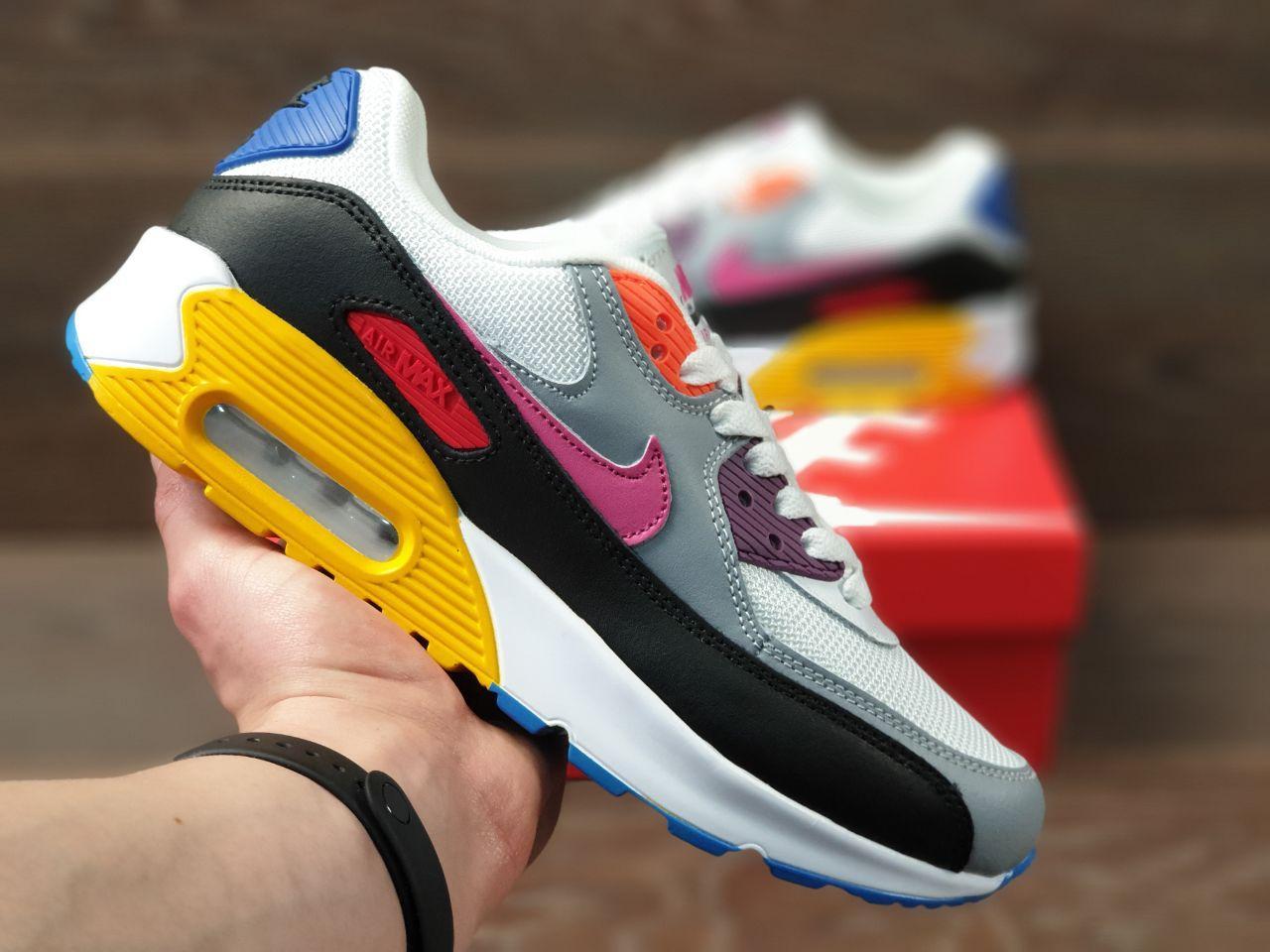 

Кросівки жіночі в стилі Nike Air Max 90 білі з сірим\жовті