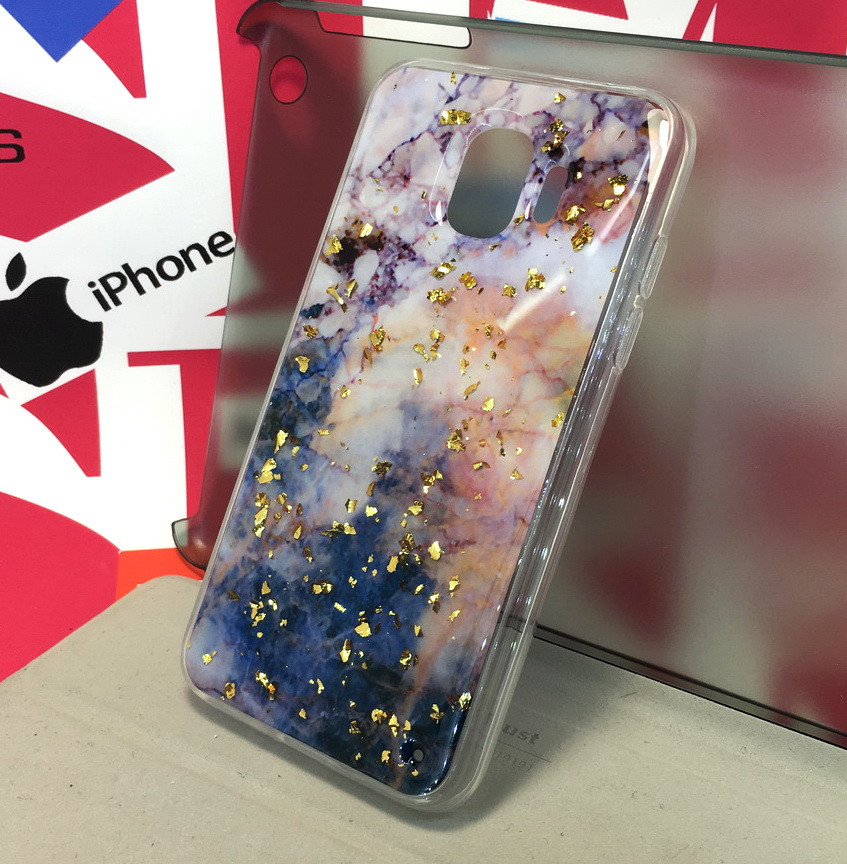 

Чехол для Samsung j2 2018, j250 накладка бампер противоударный Marble TPU, Черный