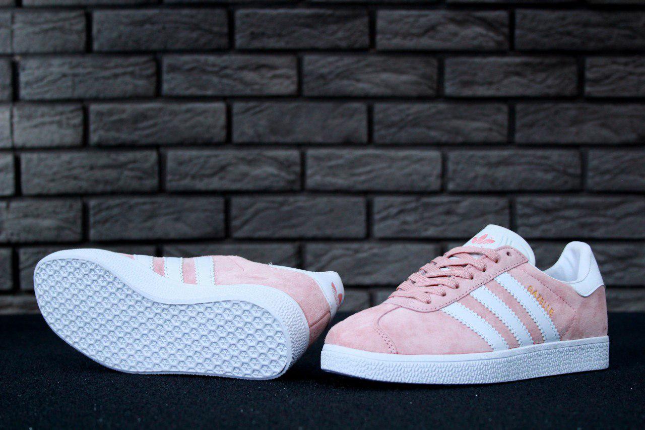 

Кроссовки женские Adidas Gazelle пудровые, Адидас Газель, натуральная замша, прошиты. KD-11137 да, да, да, да, 36