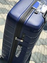 Большой пластиковый чемодан из полипропилена синего цвета Франция, фото 3