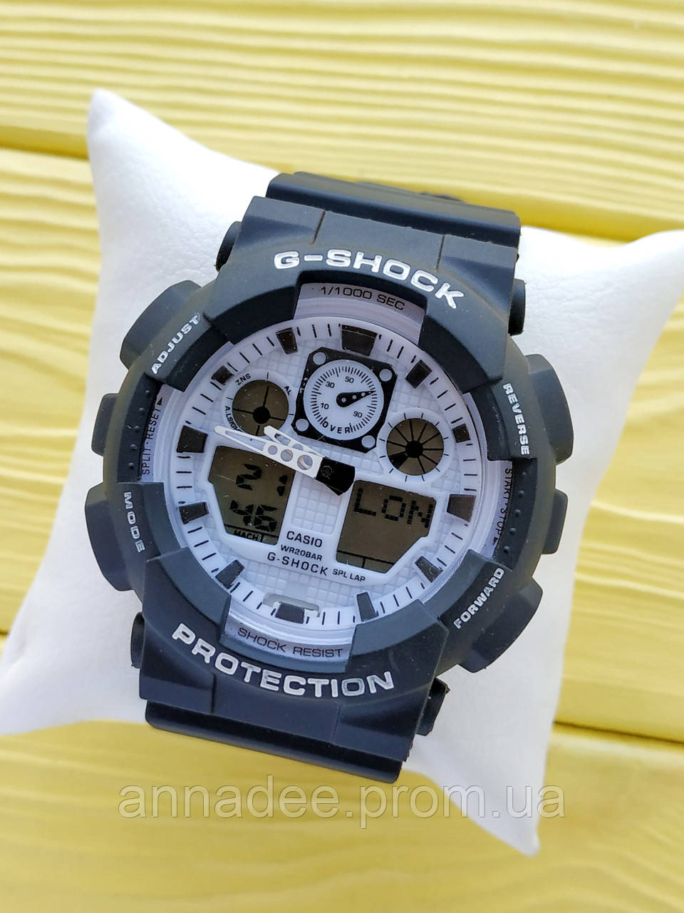 

Спортивные кварцевые наручные часы Casio g-shock ga-100 (Касио джи шок) черные с белым, CW613