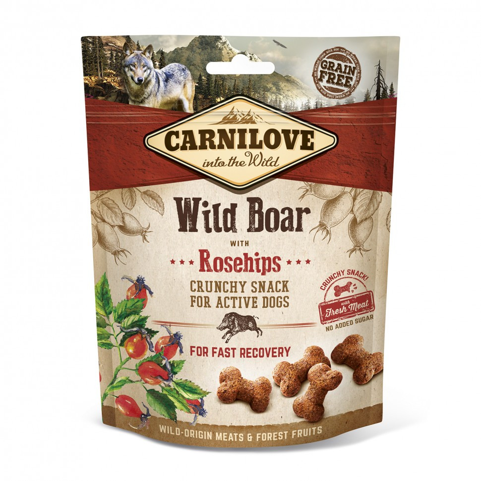 Carnilove Dog Wild Boar with Rosehips Crunchy Snack закуска з м'ясом дикого кабана і шипшиною, 0.2 кг*6шт