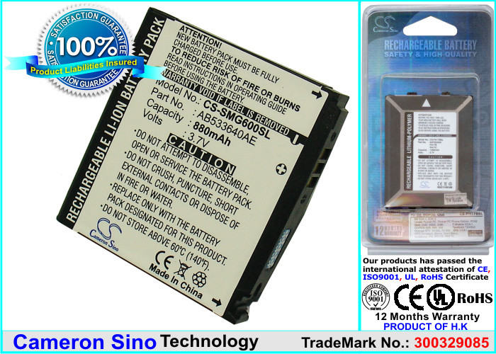 

Аккумулятор Samsung SGH-J638 880 mAh Cameron Sino