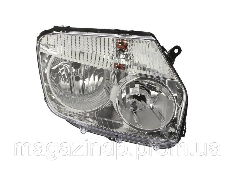 

Фара передняя Dacia/Renault Duster 2010-2013 правая H7/H1, авт./мех.рег., хром.рамка 551-1186R-LDEM1