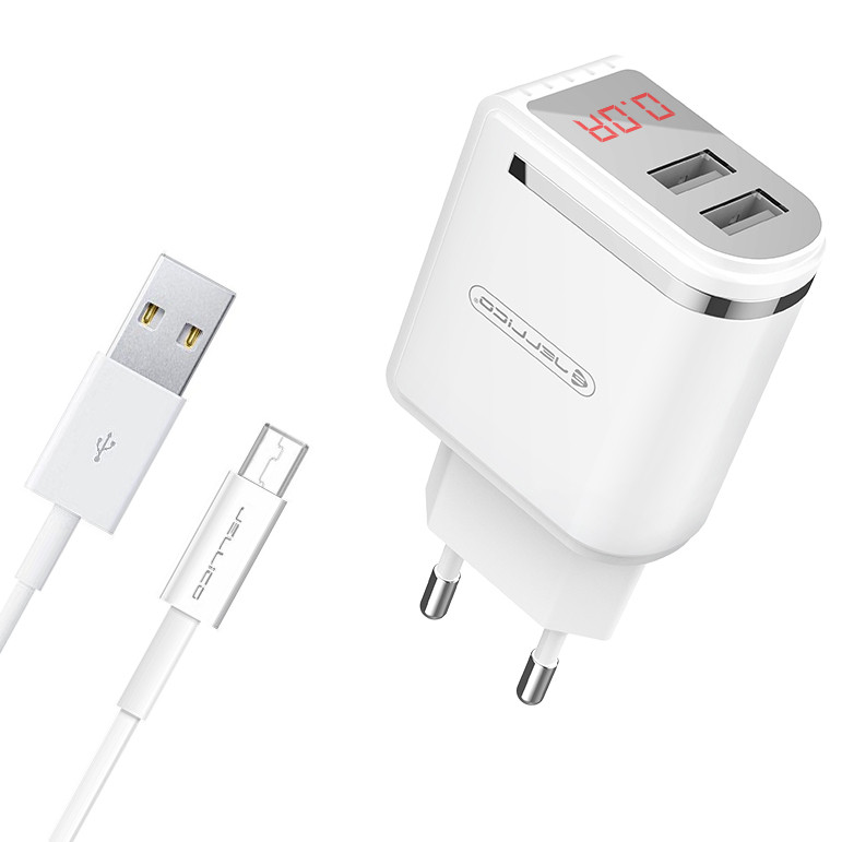 

Зарядний пристрій мережевий з кабелем microUSB Jellico WJ-C80 White, 2.4 А