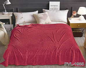 Плед покривало 200х220 Червоний плюш смужка на ліжко, диван, фото 2