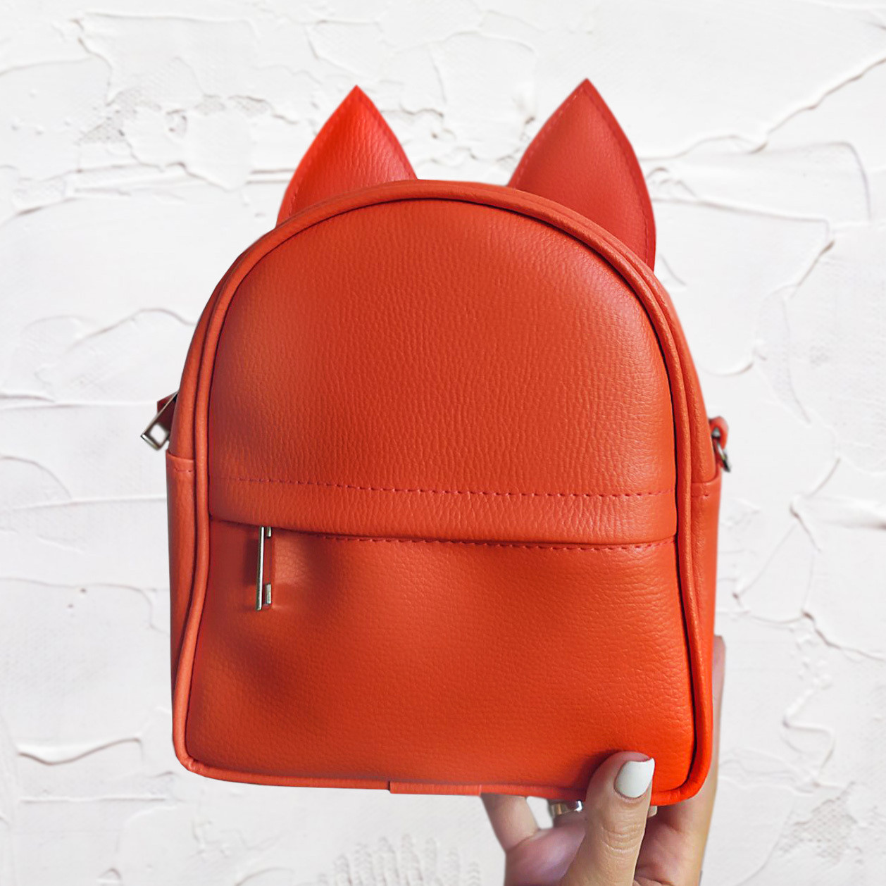 Рюкзак-сумка с ушками кота, морковный (RKU_003_MR)