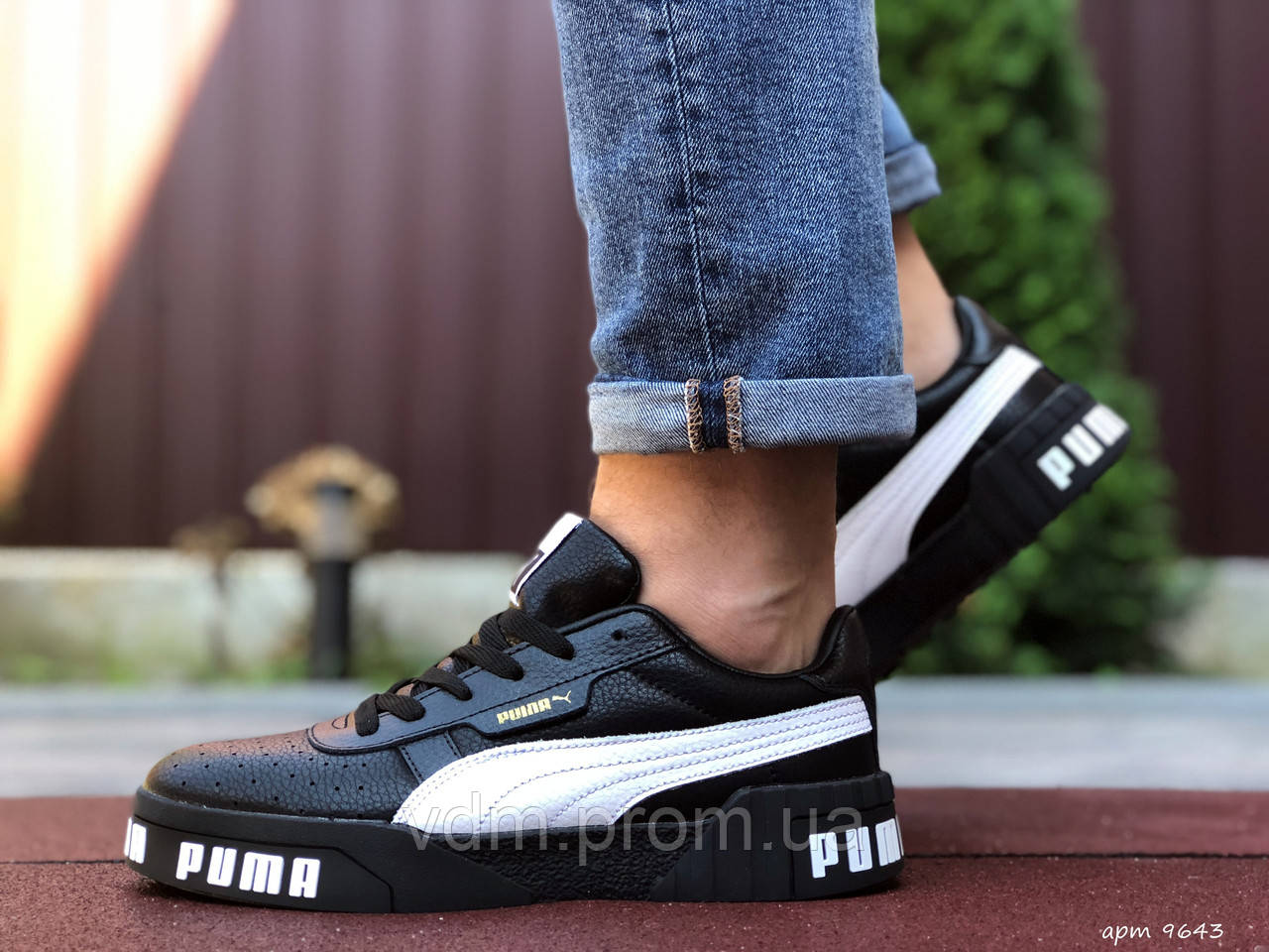 

Кроссовки мужские Puma Cali в стиле Пума Кели, натуральная кожа, код SD-9643. Черные с белым 45, Черный